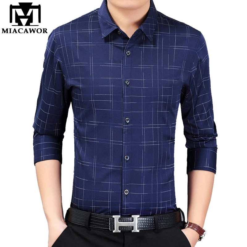 MIACAWOR nueva moda marca Camisa manga larga para hombre Camisas casuales de hombre Fit Camisa Masculina ropa C388|Camisas de - AliExpress