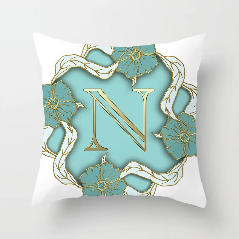 26 Alphabet Gold Letter Pillow Cover