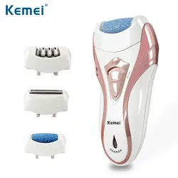 Kemei Леди электрический Эпиляторы 3 в 1 Красота Инструменты комплект Для женщин Бритвы профессиональные дамы бритвы ног файл бикини триммер