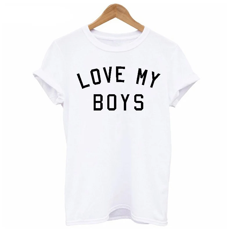 Женская футболка EnjoytheSpirit с надписью Love My Boys короткими рукавами для мамы и дочки