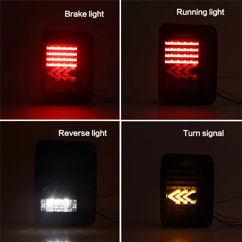  DOT For Jeep LED Tail Lights Rear Lamps With Reverse Brake Arrow Direction Taillight For 2007-2016  - 32818388693