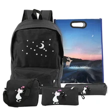 

4Pcs/set women backpack schoolbag korean rucksack cut school bags for teenager girls student bag set canvas backpacks