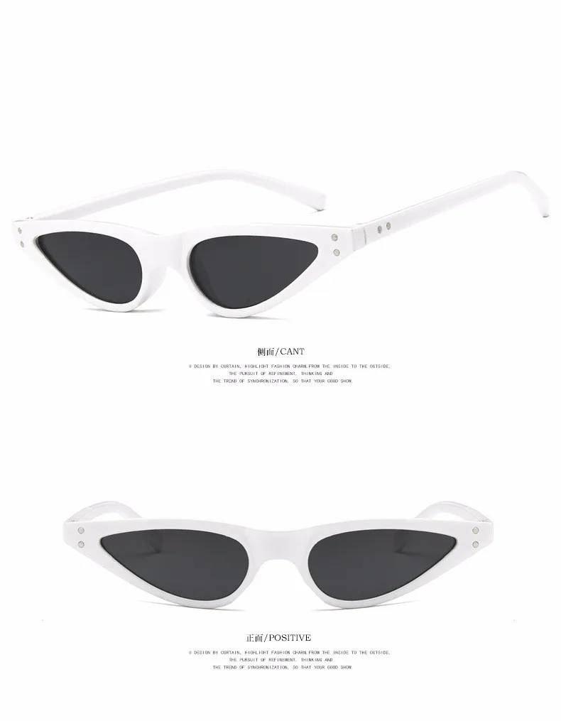 FOOSCK, высокое качество, фирменный дизайн, Ретро стиль, Винтажные Солнцезащитные очки, маленькие солнцезащитные очки "кошачий глаз" - Цвет линз: C3WhiteBlack