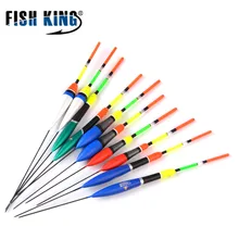 

FISH KING 10Pcs/Lot Fishing Float Bobber Set Mix Size Color 2g/3g/4g/5g/6g Plastic Vertical Buoy Fishing Tackle Accessories