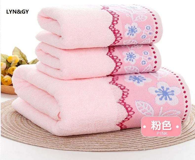 

LYN&GY 3-Pieces Thicker Floral Pattern Soft Cotton Towel Set Bathroom Super Absorbent Bath Towel Face Towels jogo de toalhas de