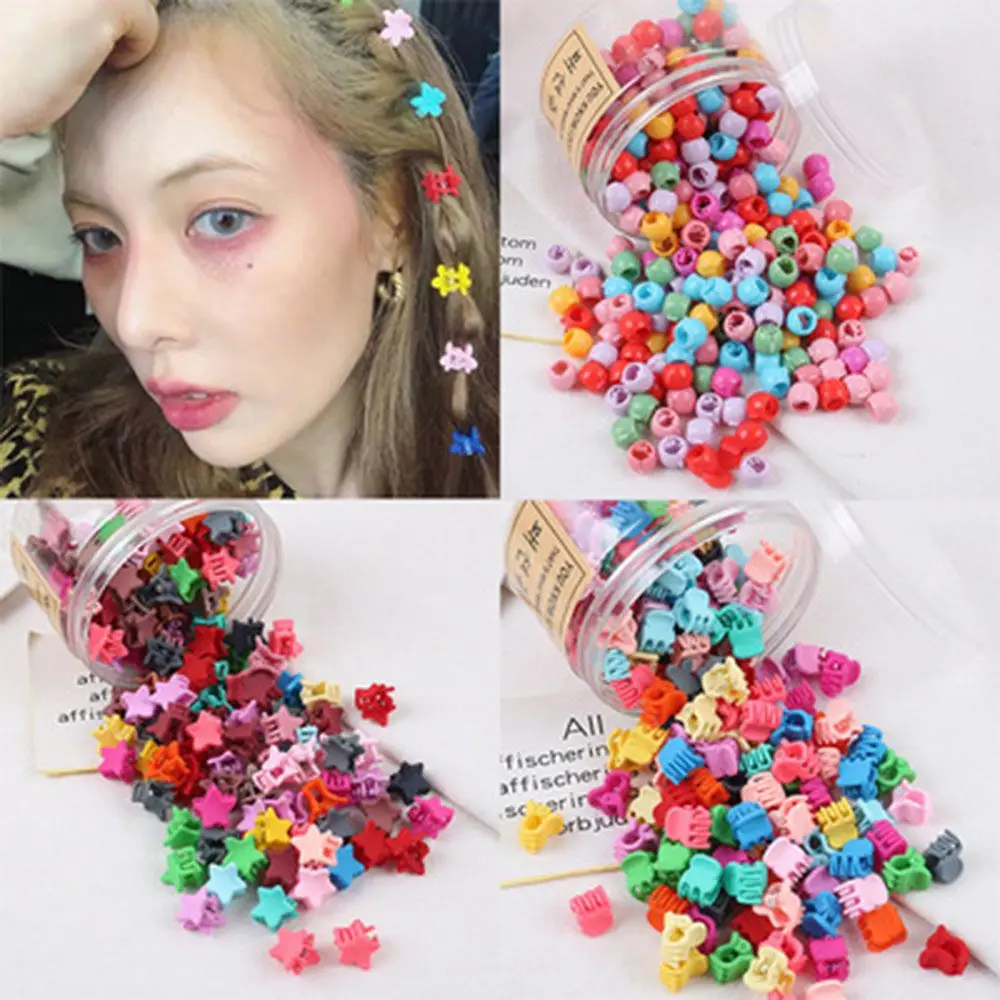 30Pcs/set Summer Candy Color Colorful Star Bead Shaped Hair Claws for Women Popular Small Hair Clip Hair Stick Accessories