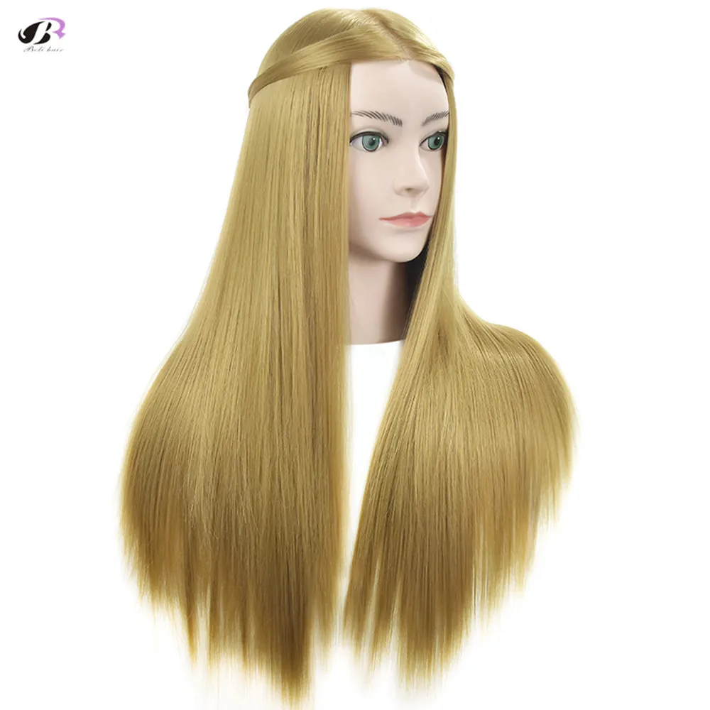  Bolihair Training Head for Hairdresser Mannequin Head with Blonde Synthetic Hair Makeup Training He