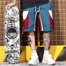 Хип-хоп шорты модные уличные Скейтборд Шорты мужские карманные Patcwork свободные шорты для танцев в стиле панк
