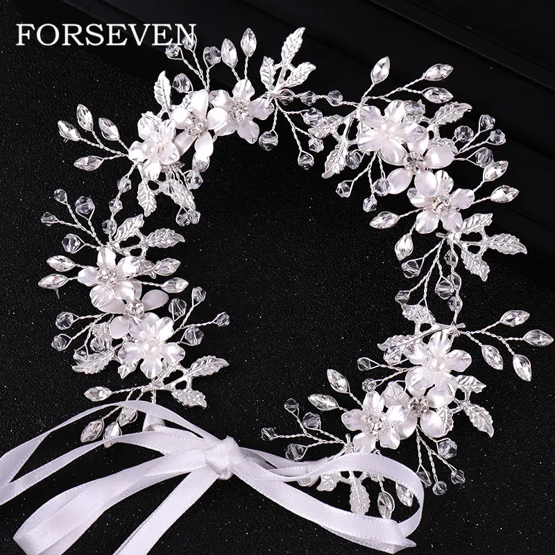Silver Color Flower Hairband Rhinestone Wedding Tiara Headband Women Headpiece Bridal Hair Accessories | Украшения и аксессуары