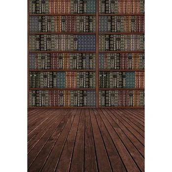 

School Library Children Bookshelf Backdrops For Photography Studio Wood Floor Portrait Photo Studio Vinyl Backgrounds