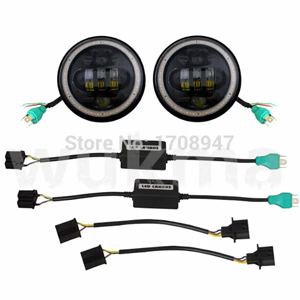 

1piece 50w 5.75Inch 12-24vDC With Blue Yellow DRL Motorcycle LED Auto Headlight for Harley