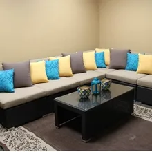 Горячая гарантия торговли Королевский смолы плетеные современные металлические угловые наборы диванов