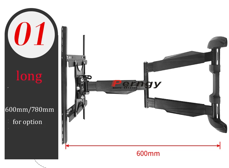 Lcd-WA8 45 кг 3"-60" 3 руки выдвижной полный движения ЖК ТВ настенный кронштейн 600 мм 780 мм ультра тонкий с кабельной крышкой 400x400