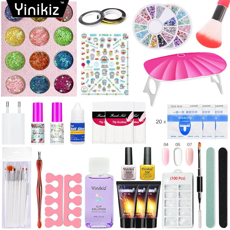 

Yinikiz Gum Poly Gel Kit Nail Polish 30ml Fast Uv Builder Gel Full Tools Nail Dryer Lamp Extend Glue Nail Art Manicure Set