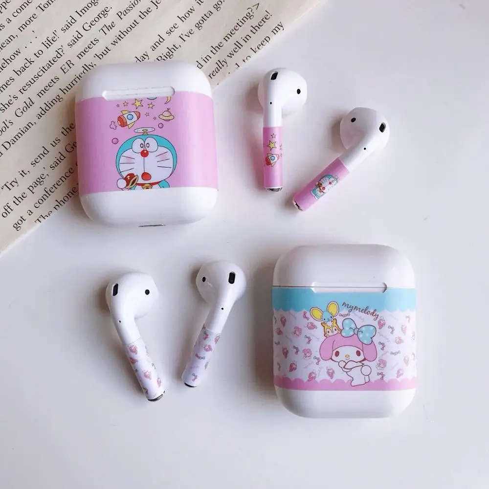 AKBNSTED милые чехлы для наушников наклейка пленка Airpods 1/2 мультяшный защитный чехол