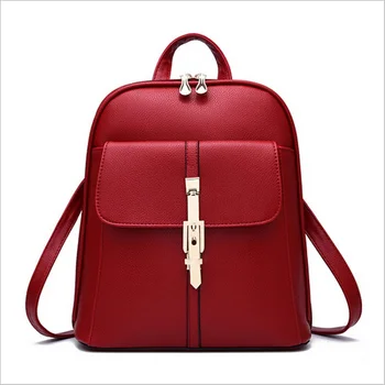 

Women Leather Backpacks Bolsas Mochila Feminina Solid Colors Large Girls School Bags For Travel Sac A Dos Black Pink