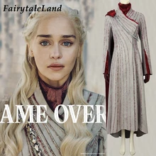 משחק של הכס עונה 8 Daenerys Targaryen תלבושות קוספליי ליל כל הקדושים תלבושת משחק של הכס תלבושות תחפושת עם סיכה(China)