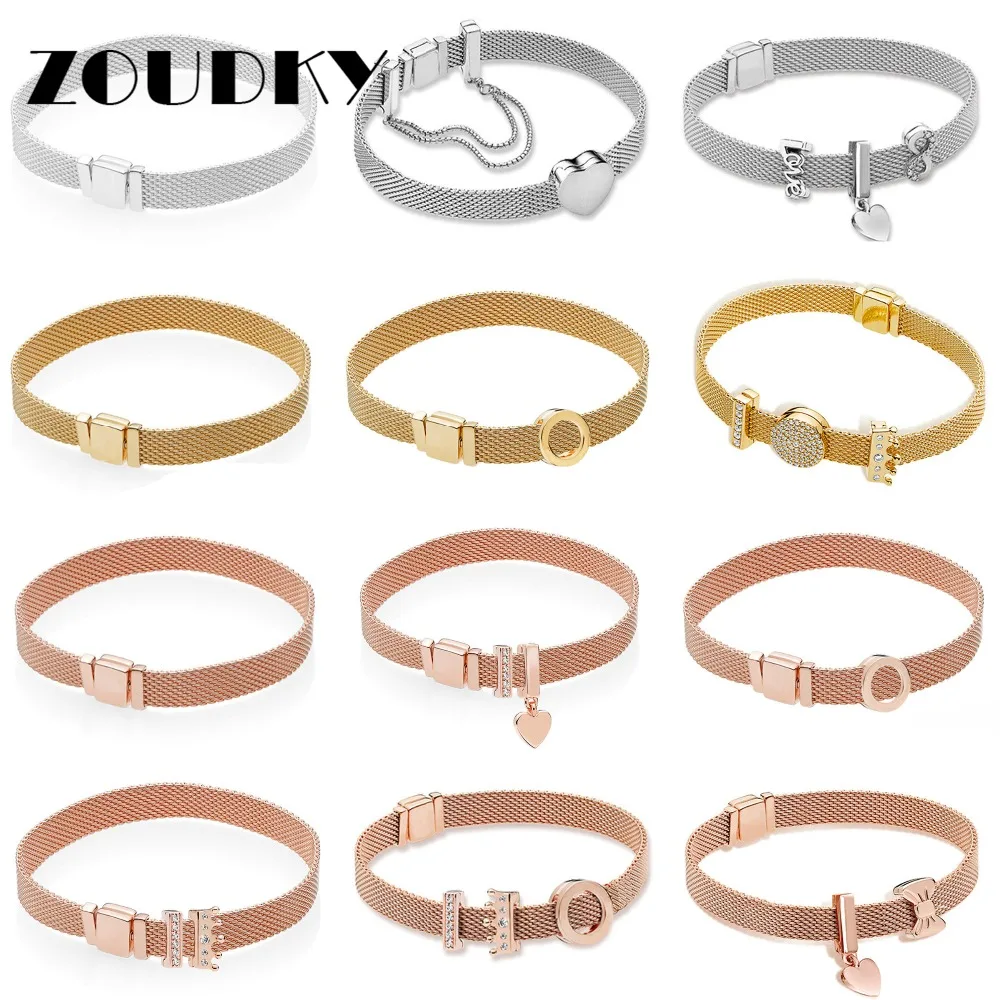 

ZOUDKY 2018 New 100% 925 Sterling Silver Reflexions Bracelet Silver Gold Fit European Original Charm Fashion Women DIY Jewelry
