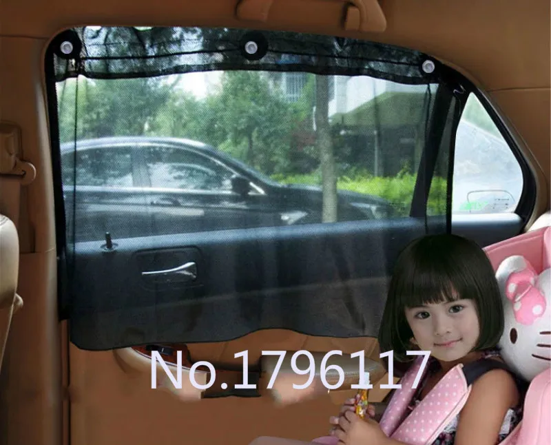 

1 Pair Black / Beige Car Sun Shade Curtain Suction Cup UV Protection Side Window Curtain Free shipping