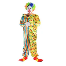 Забавный взрослый Цирк клоун костюм комедия пятнистый наряд на карнавал нарядное платье праздничные DIY украшения