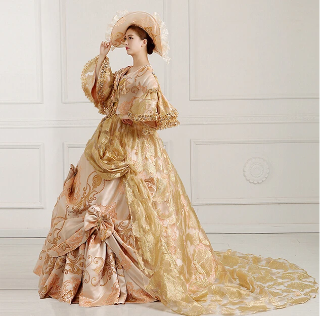 

Victorian Dress Victorian Medieval Renaissance Costume Dress Antoinette Theater Ball Gown with hat 1508