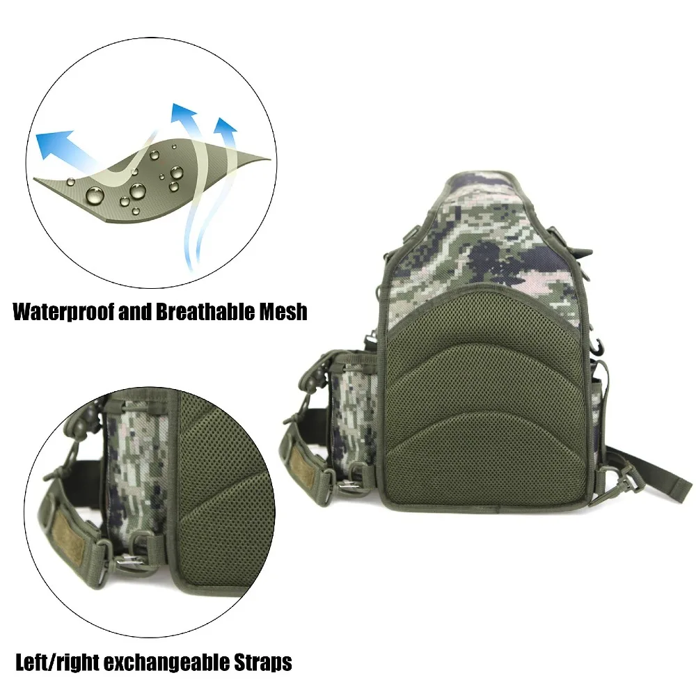 Bolsas de Pesca Náilon à Prova Bolsa ao ar Livre para a Pesca Runature Peito Ombro Crossbody Bolsa Tático Sling Dwaterproof Água Camo Molle no 7 High Quality Esporte e Lazer