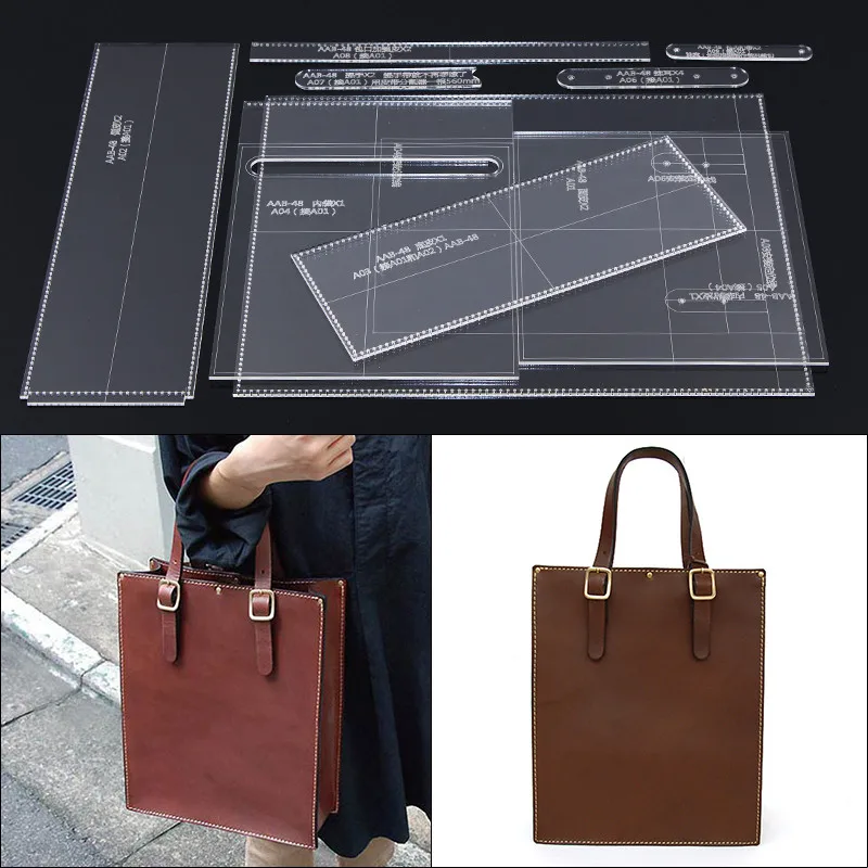 

Handmamde Woman Shoulder Bags Acrylic Template Leather Pattern DIY Hobby Leathercraft Sewing Pattern Stencils 27.5*33.5*11