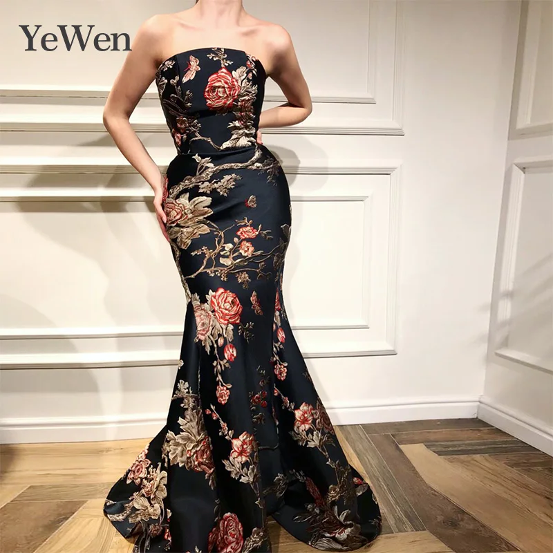 

2019 Strapless Evening Dress Evening Dress Mermaid Princess Vestido Largo Fiesta Noche Elegante Evening Gowns for Women Elegant