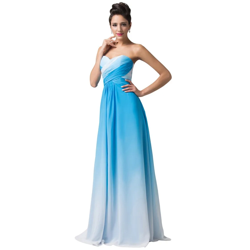 A-Line Ombre Chiffon Long Evening Bridesmaid Dress in Bridesmaid dresses