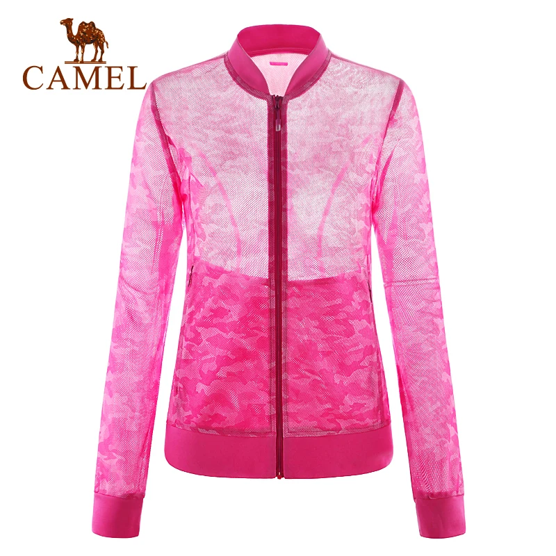 Camel outdoor Women knitted outerwear breathable Camouflage mesh fabric female knitted outerwear A6S131109
