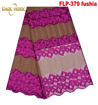 

Latest African French Embroidery Lace fabric High Quality African Tulle Net Lace Fabric For Wedding FLP-379