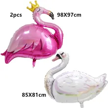 2 шт Корона фольгированные шары в форме Фламинго С Днем Рождения украшения дети игрушечный детский душ Девушка Животные Белый лебедь воздушные шары