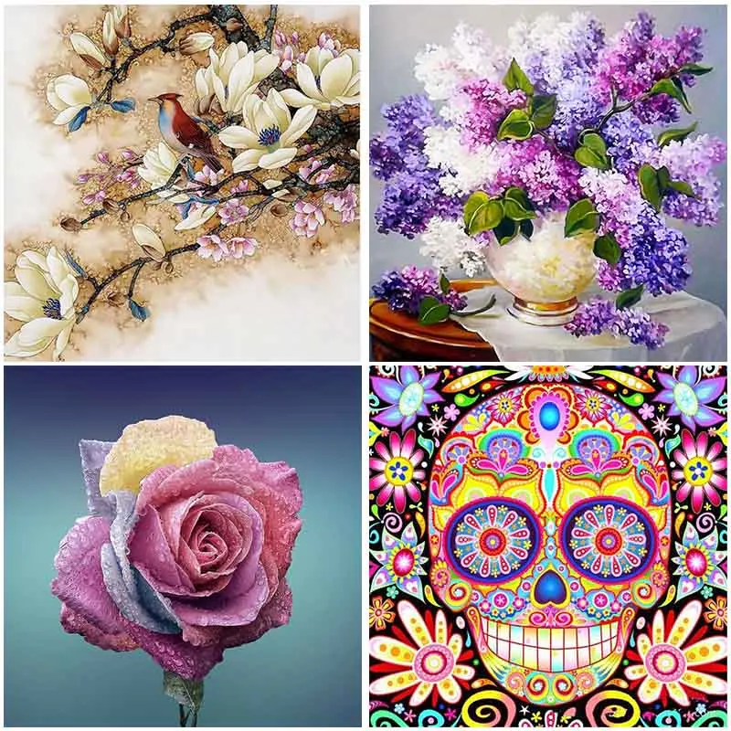 

Beautiful Flowers 5D Diamond Painting Embroidery Mosaic Full Display Round Drill Rhinestones Square Drill Stitch Home Decor Gift
