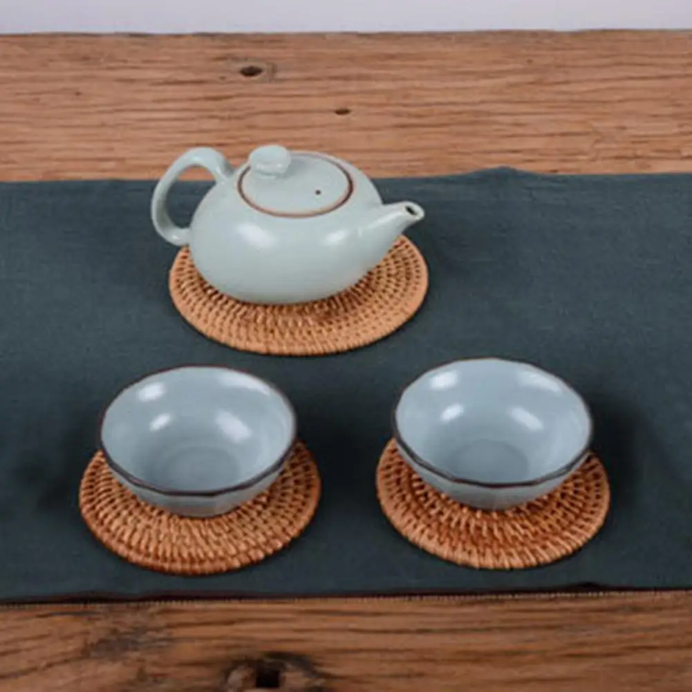 اليدوية الروطان حصيرة قاعدة لأكواب الشاي وعاء العزل منصات فندق تحديد الموقع كأس حامل قاعدة ل المطبخ Carft كوب الجدول الديكور