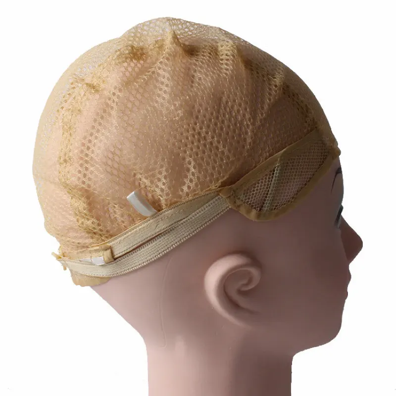 10pcs Adjustable Wig Cap Black Beige Breathable Nylon Weaving Mesh Wig Cap Hairnets W/Lace Straps 2 Colors