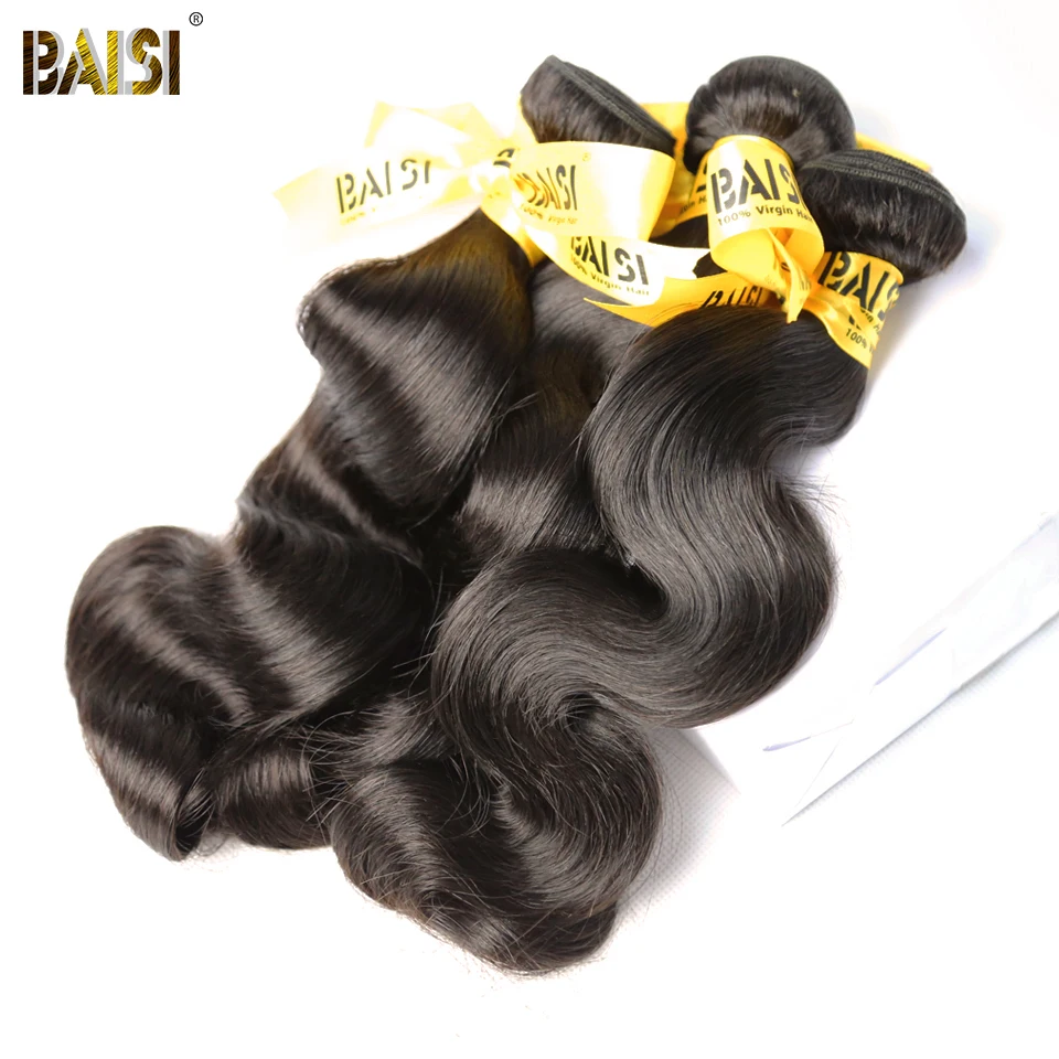 BAISI волосы необработанные бразильские девственные волосы объемные волнистые волосы плетение 3 пучка с закрытием человеческих волос