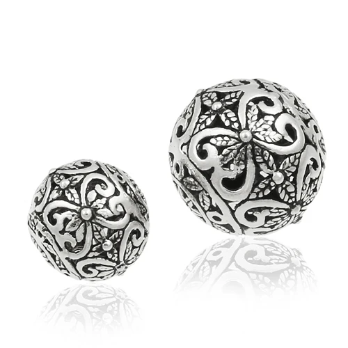 

Handmade 925 vintage silver beads thai silver flower beads diy jewelry bracelet accessory good luck beads