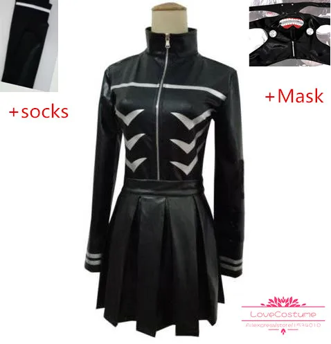 

New Tokyo Ghoul Cosplay Kaneki Ken Costume Female Fighting Dress with socks mask