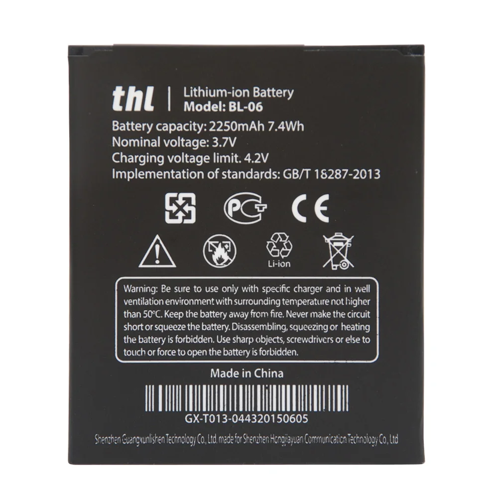 

Original THL T6/T6S/T6 Pro Battery 2250mAh Original Battery BL-06 for THL T6/T6S/T6 Pro Smartphone Replacement