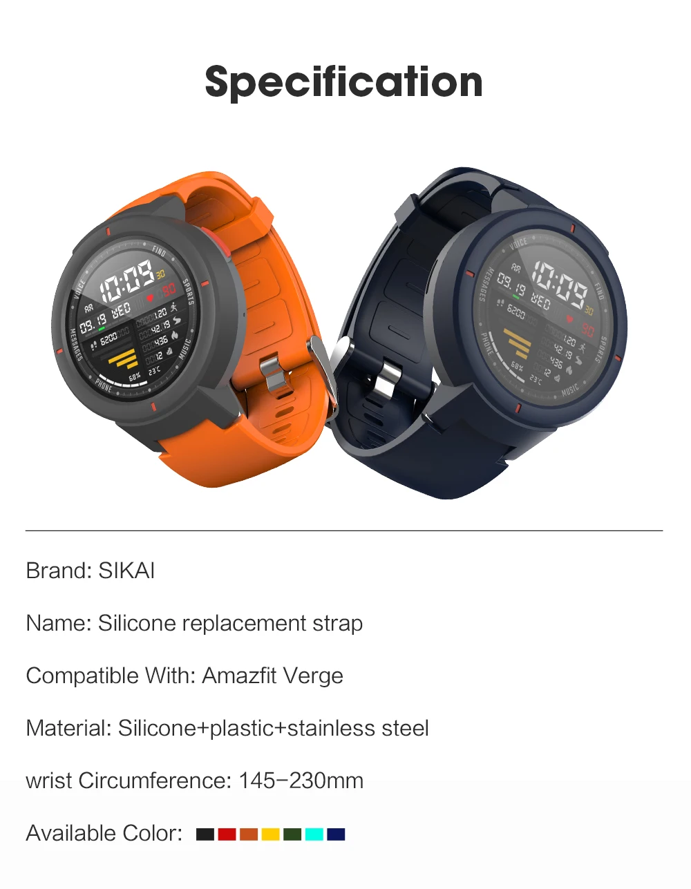 Силиконовый ремешок SIKAI для часов Huami Amazfit Verge, сменный удобный цветной ремешок для часов Amazfit Verge Lite