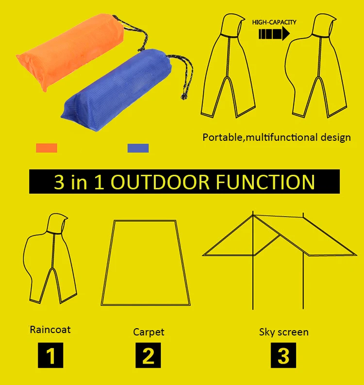 3 в 1 Водонепроницаемый Мужской плащ, для путешествий, дождевик, куртки, рюкзак, тент, дождевик с сумкой для переноски, пончо, дождевик