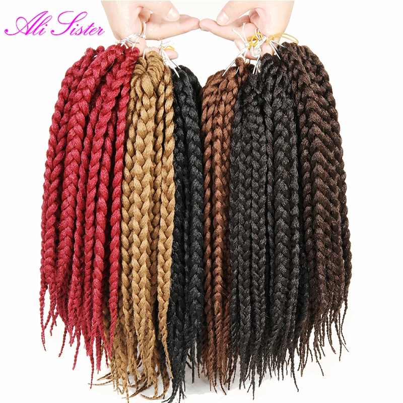 24" synthetic weft hair box braids hair crochet hair extensions crochet