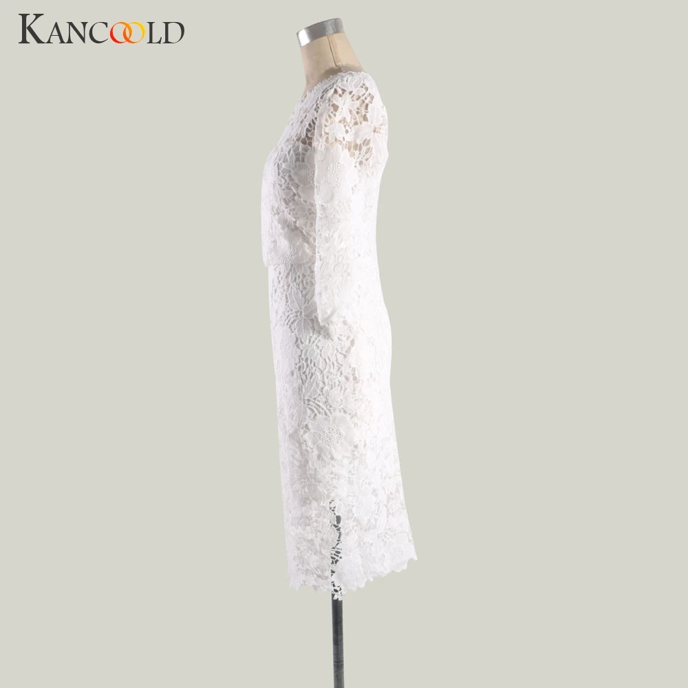 Женское Кружевное облегающее платье карандаш KANCOOLD коктейльное с круглым вырезом