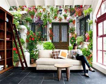 

Beibehang Custom Wallpaper Private Small Garden Wall House Mural 3D Wallpaper Living Room TV Background wallpaper for walls 3 d