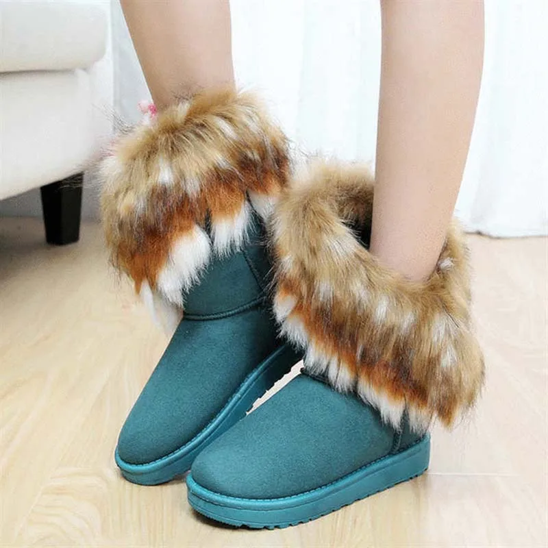 Women Snow Boots Plus Size Faux Fur Winter Ankle Boots Sewing Flats Female Comfort Footwear Platform Shoes Black Women Shoes