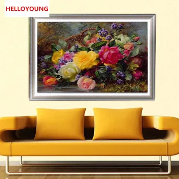 

DIY Full Diamond Embroidery Beautiful Flower Round Diamond Painting Cross Stitch Kits Diamond Mosaic Home Decor