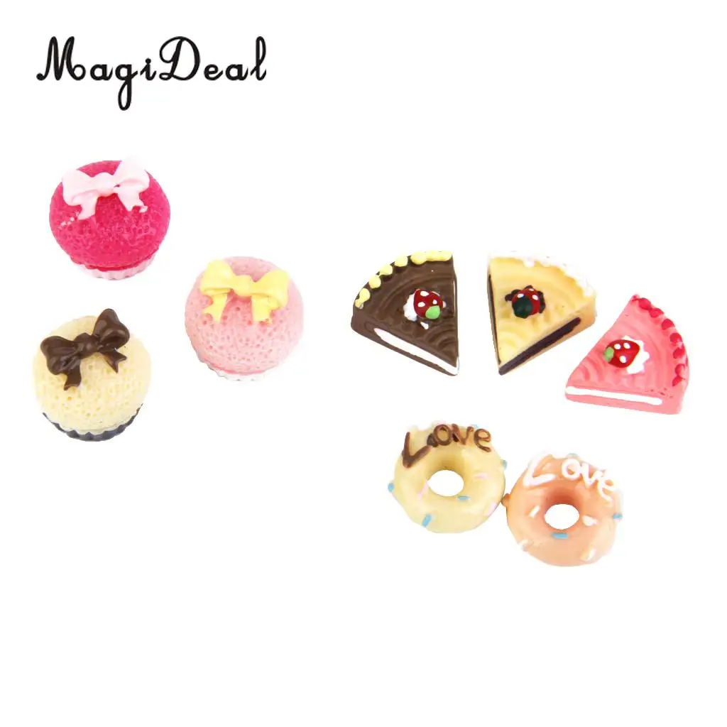 MagiDeal 8Pcs Resin Kitchen Food Creamy Cakes Dollhouse Miniature 1/12 for Birthday Wedding Bakery Scene Kids Pretend Play Toy