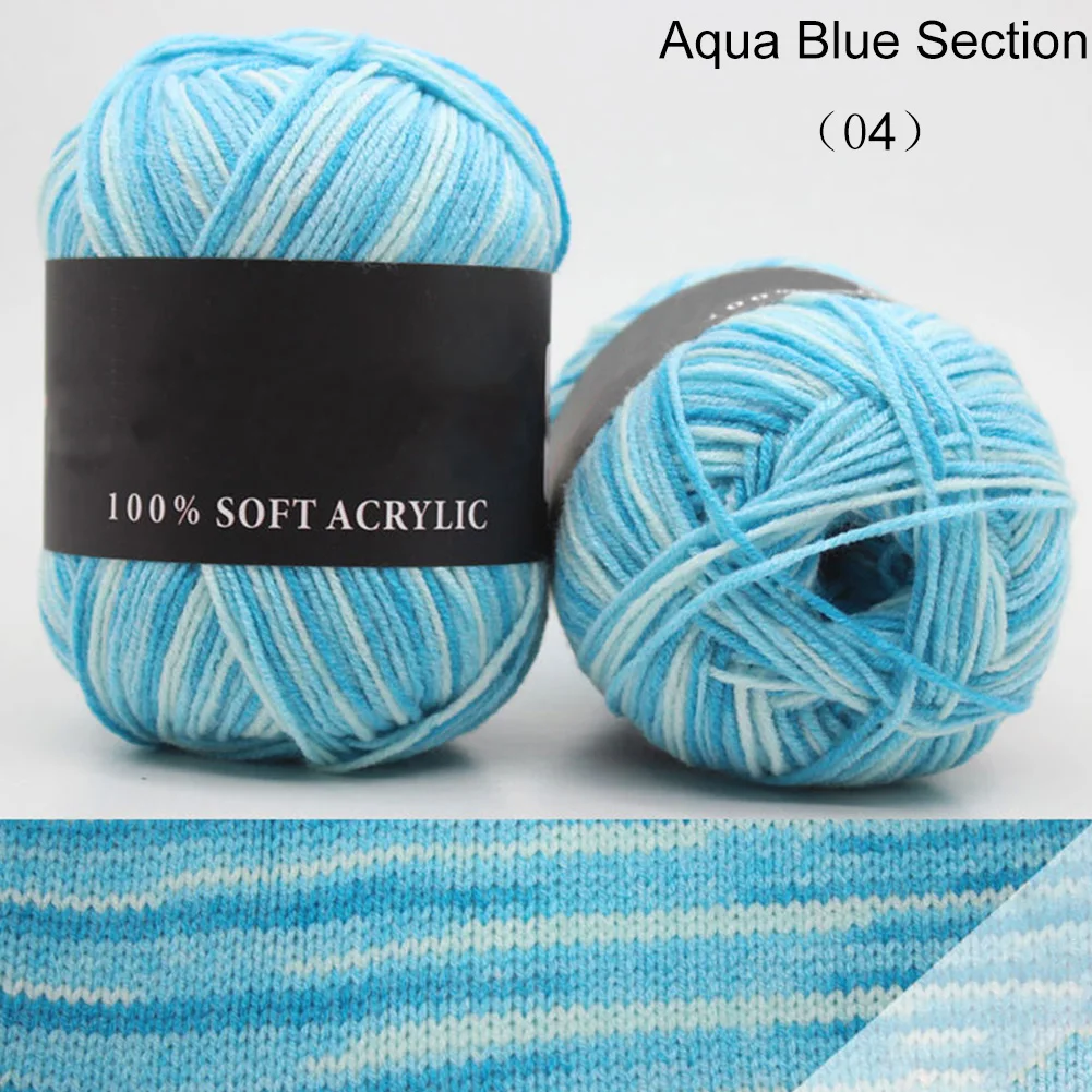 40#50 г/1 мяч прочный тройной бренд вязание крючком молочный хлопок Мягкая Детская шерстяная пряжа много вязальных инструментов - Цвет: Aqua Blue Section