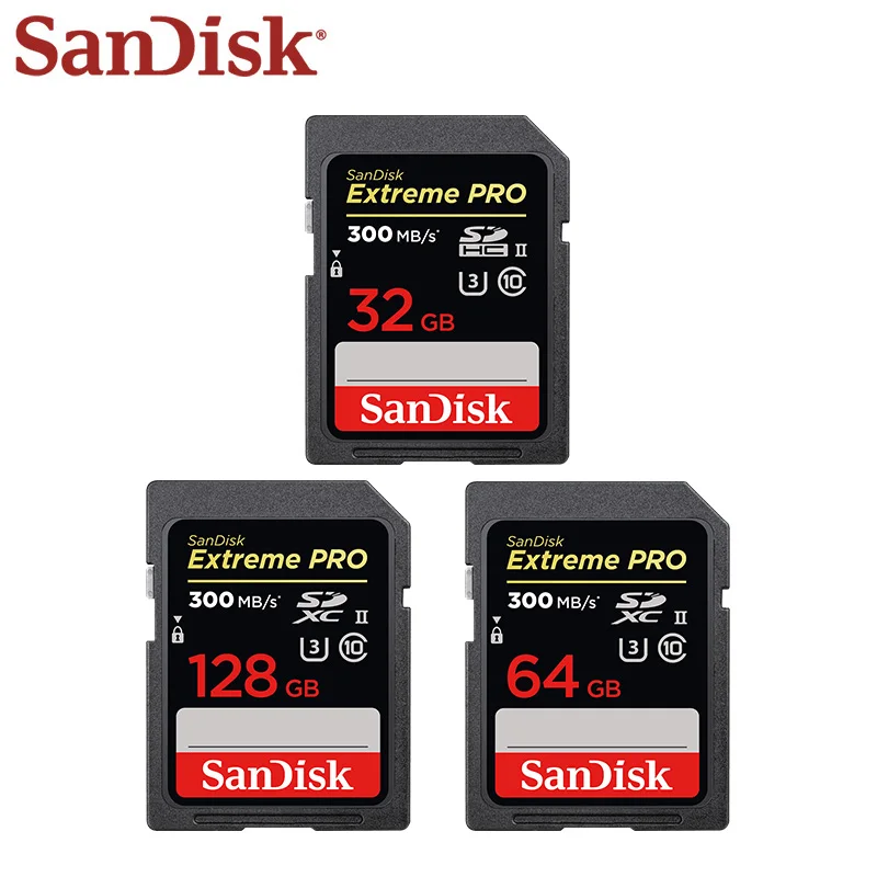 

SanDisk Memory Card 64GB UHS-I Card 128GB SD Card Up to 300MB C10 Extreme PRO 32GB Flash Card SDHC SDXC High Speed U3 For Camera