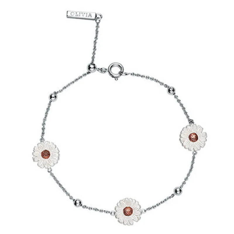 Модный браслет Daisy Charm для женщин элегантные 3 браслеты в виде хризантемы и